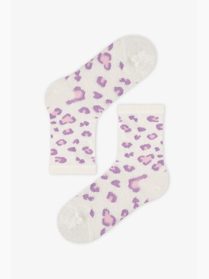 Chaussettes mi-mollet fille à motif léopard mignon, lot de 2 penti Blanc - Kiabi