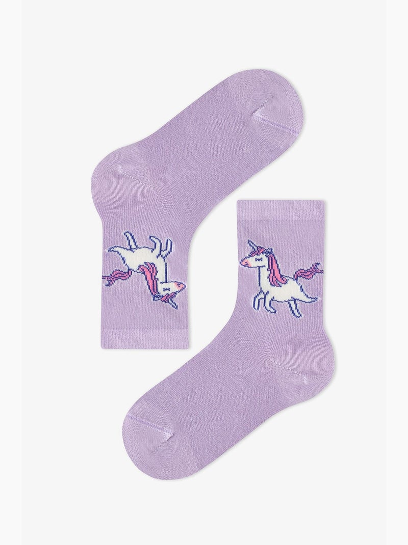 Chaussettes mi-mollet fille loving unicorn, paire penti Rose - Kiabi