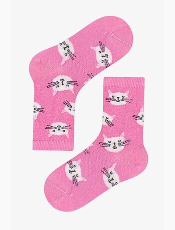 Chaussettes mi-mollet fille space cat à motif chat, lot de 4 penti
