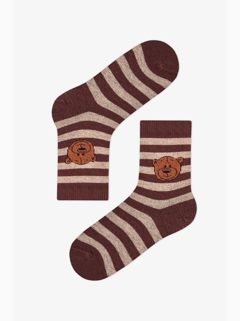 Chaussettes mi-mollet garçon ie bears à motif ours, lot de 2 penti Marron - Kiabi