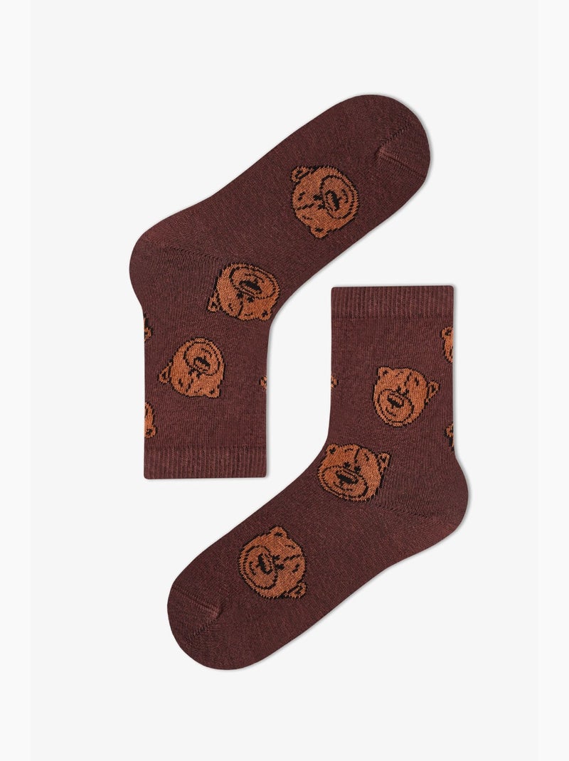 Chaussettes mi-mollet garçon ie bears à motif ours, lot de 2 penti Marron - Kiabi