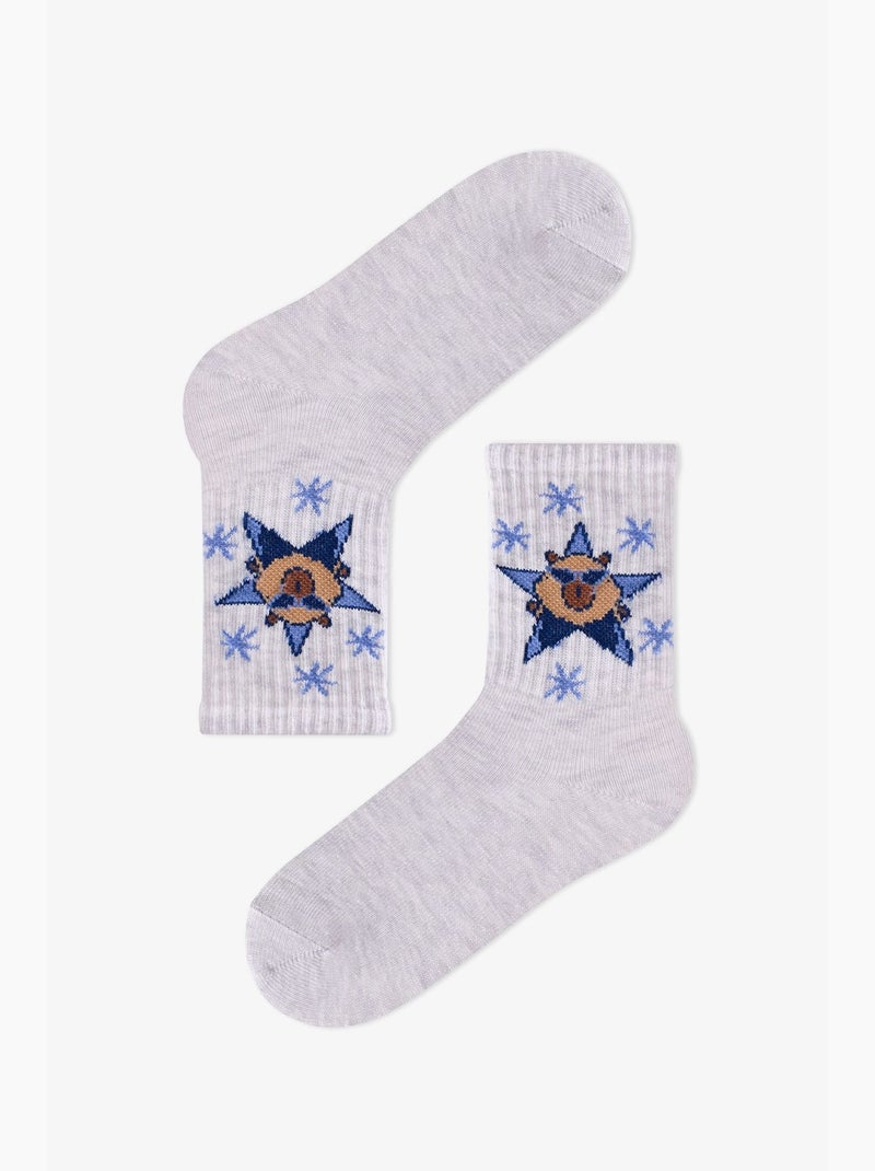 Chaussettes mi-mollet garçon rockstar capy en coton, lot de 2 penti Bleu marine - Kiabi