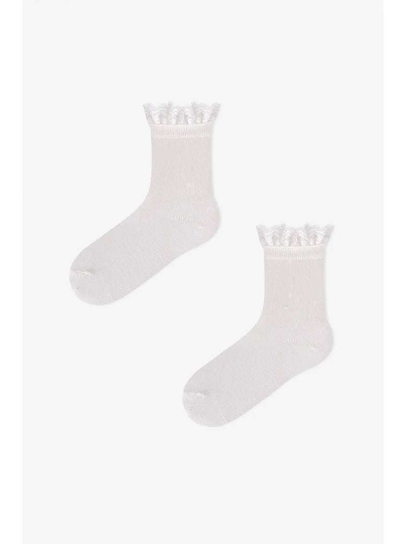Chaussettes mi-mollet marsmelov little lady en coton, dentelle, lot de 2, fille penti Blanc - Kiabi