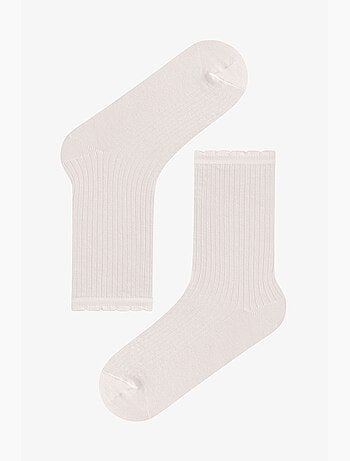 Chaussettes mi-mollet paire à volants avec chien duveteux penti