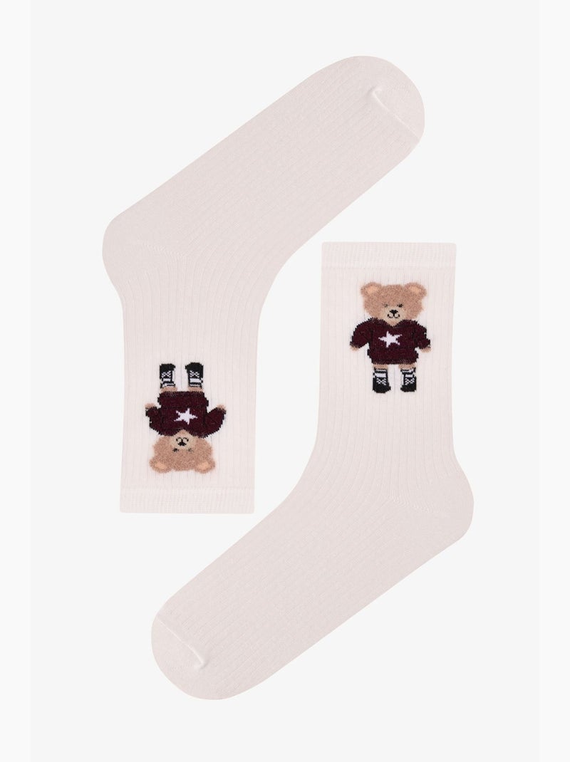 Chaussettes mi-mollet paire étoile lune penti Blanc cassé - Kiabi