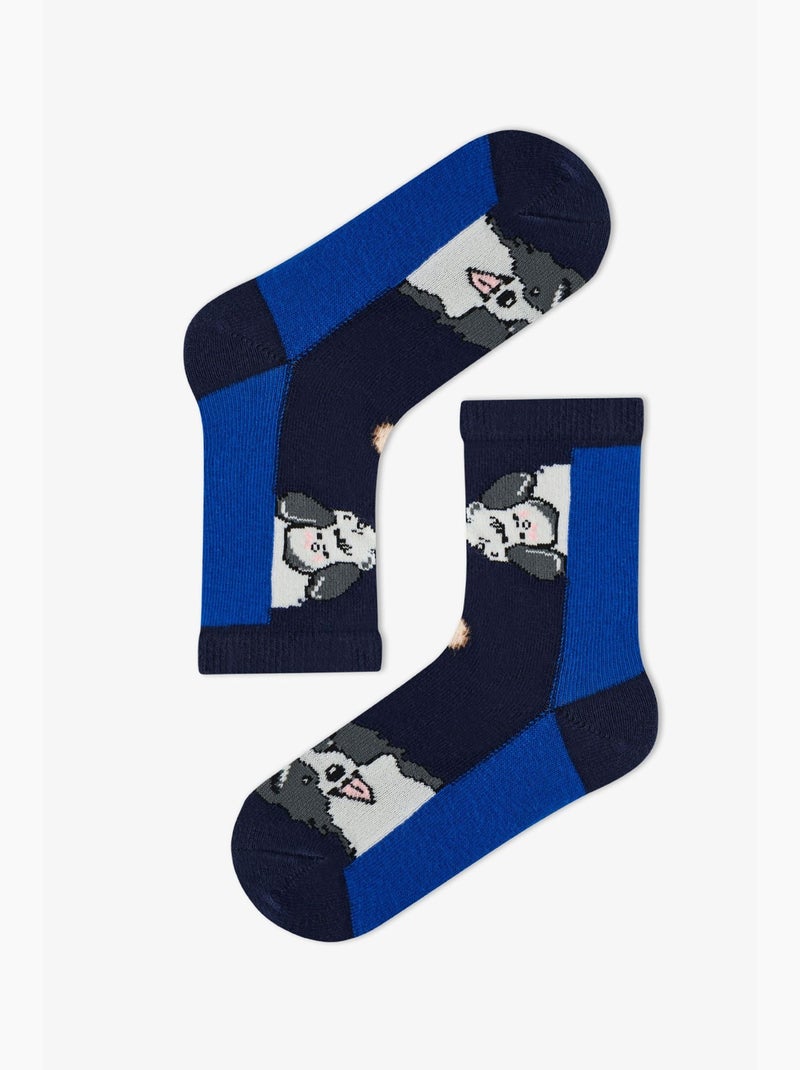Chaussettes mi-mollet paire garçon the paw club penti Bleu marine - Kiabi