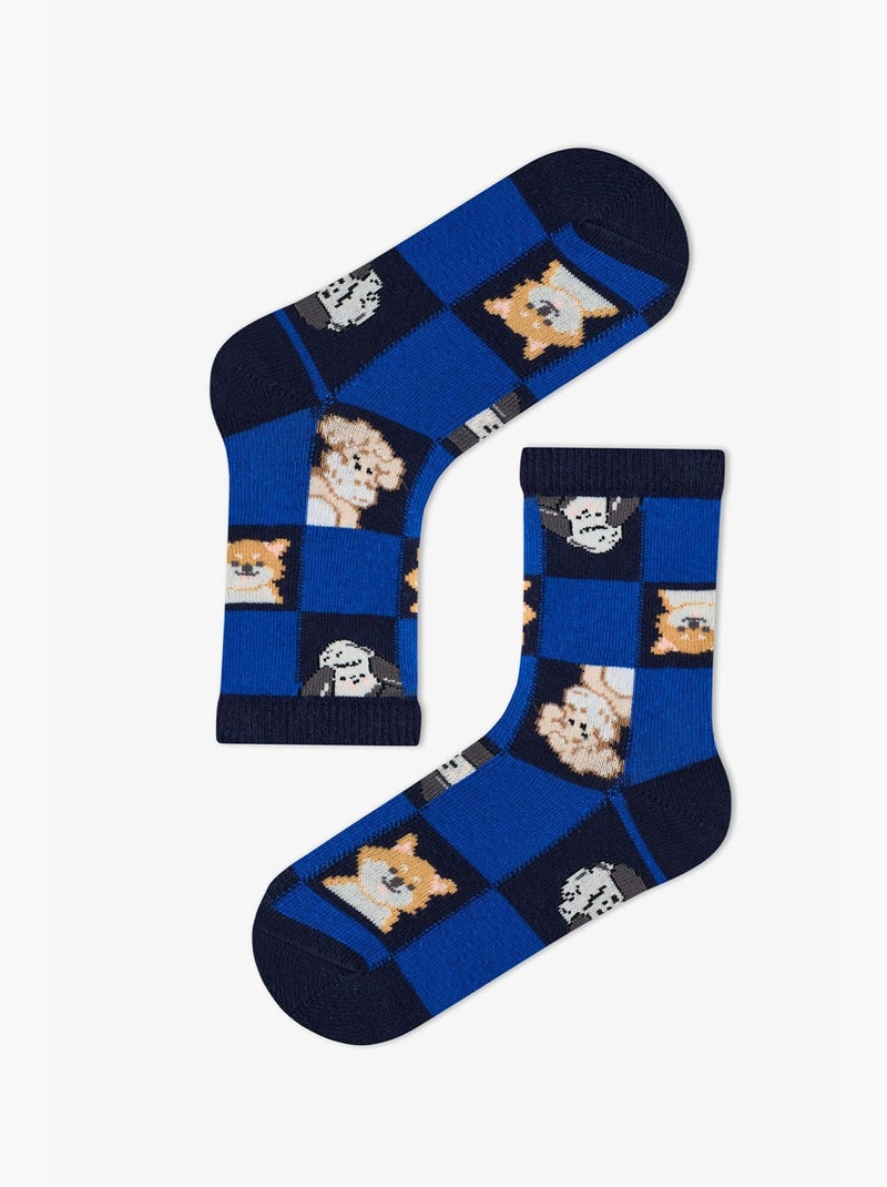 Chaussettes mi-mollet paire garçon the paw club penti Bleu marine - Kiabi