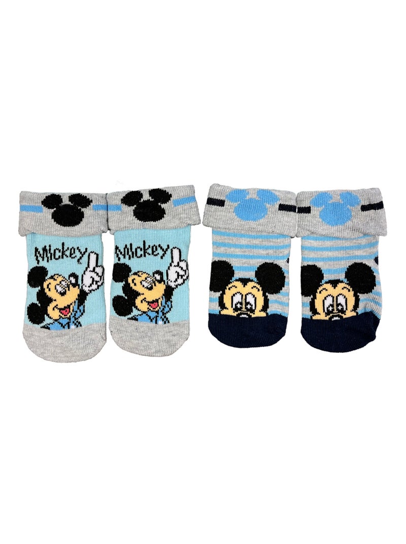 Chaussettes Mickey Tête de Mickey x2 Les Chatounets Bleu Gris - Kiabi