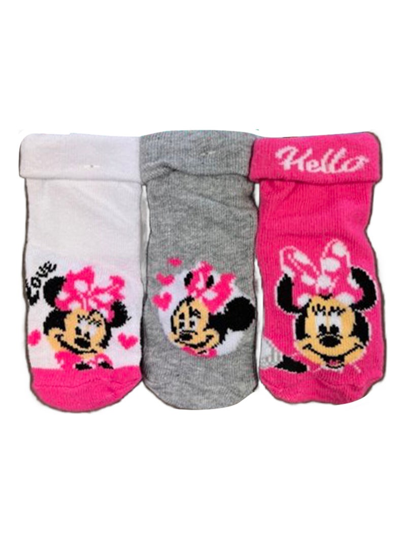 Chaussettes Minnie "Hello" x3 Les Chatounets Blanc Rose Gris - Kiabi