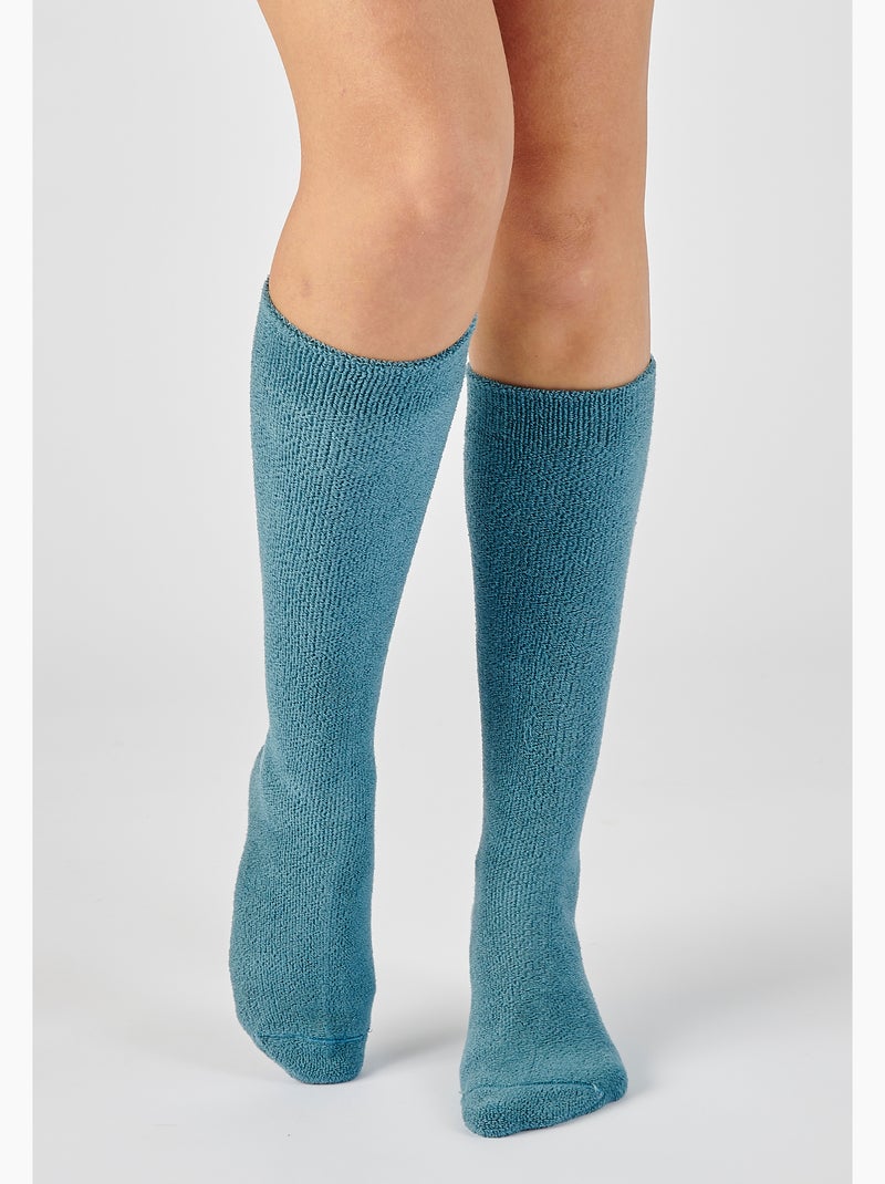 Chaussettes mixtes maille jersey bouclette Thermolactyl - Damart Bleu clair - Kiabi