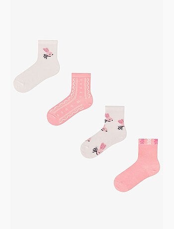 Chaussettes montantes doubles fille à motif lapin carrot chase penti