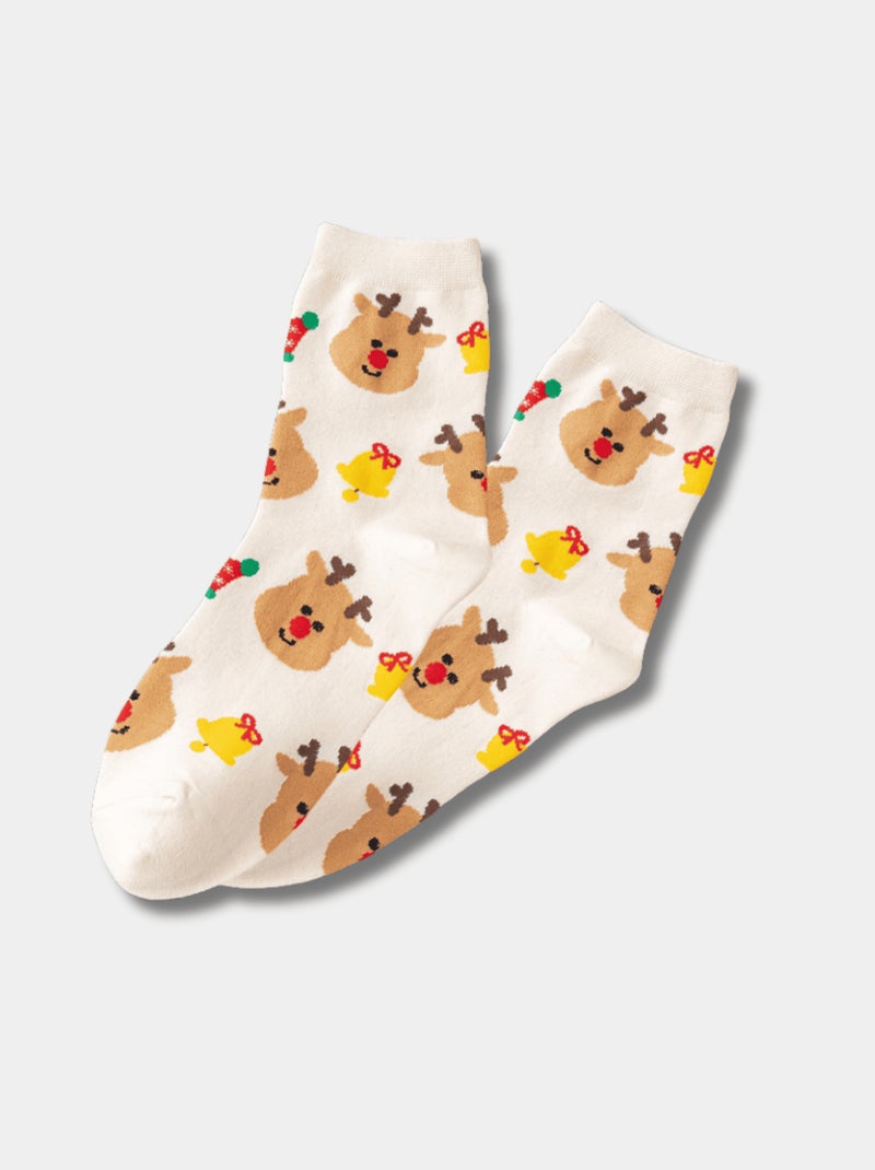 Chaussettes Motifs Noël Beige - Kiabi