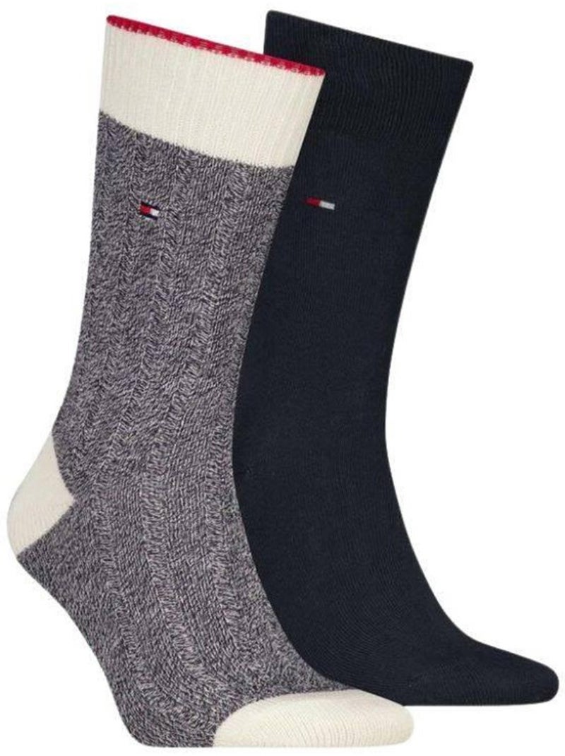 Chaussettes motif/style détail contrasté - tommy hilfiger Bleu Bleu Blanc - Kiabi