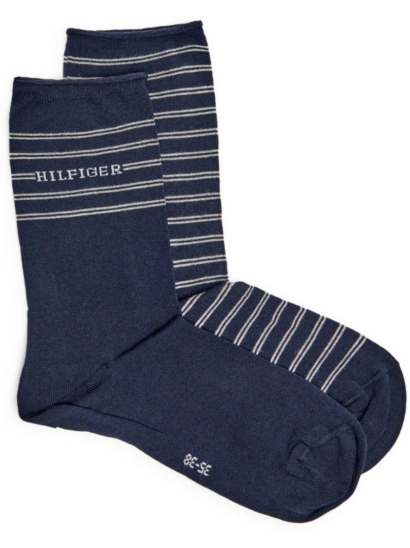 Chaussettes motif/style rayé - tommy hilfiger Bleu marine - Kiabi