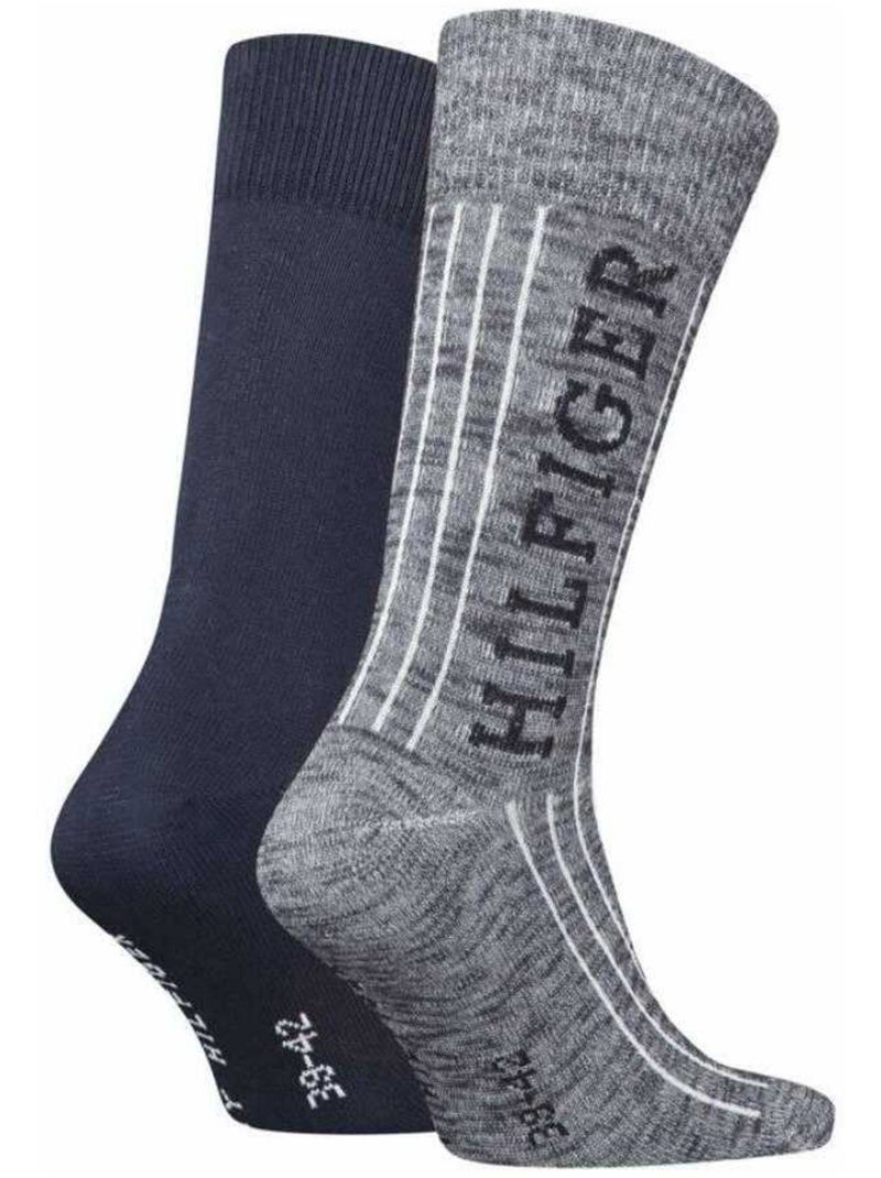 Chaussettes motif/style rayé - tommy hilfiger Bleu marine/Gris froid - Kiabi