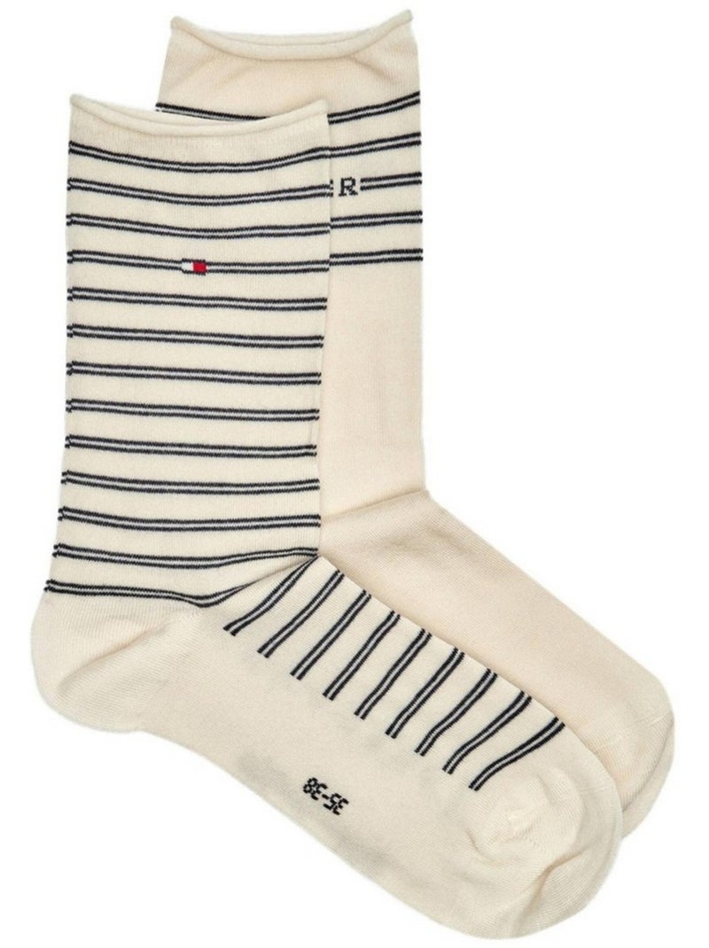 Chaussettes motif/style rayé - tommy hilfiger Crème - Kiabi
