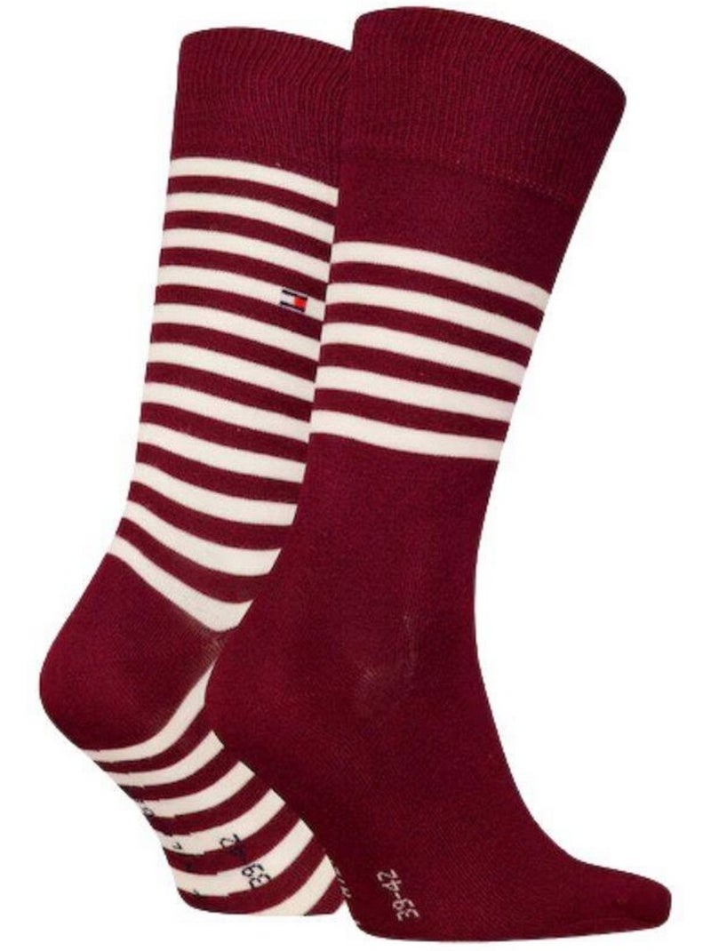 Chaussettes motif/style rayures contrastées - tommy hilfiger Bordeaux - Kiabi