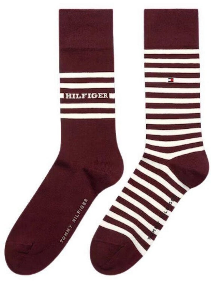 Chaussettes motif/style rayures contrastées - tommy hilfiger Bordeaux - Kiabi