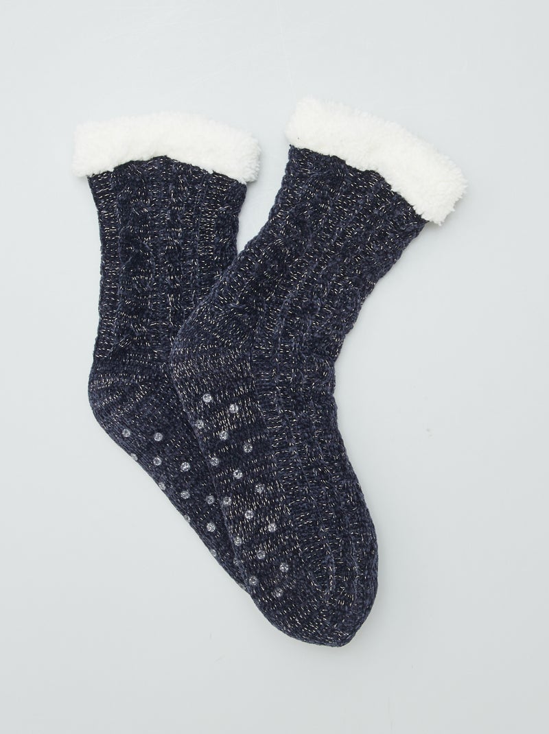 Chaussettes 'Noël' antidérapantes Bleu - Kiabi