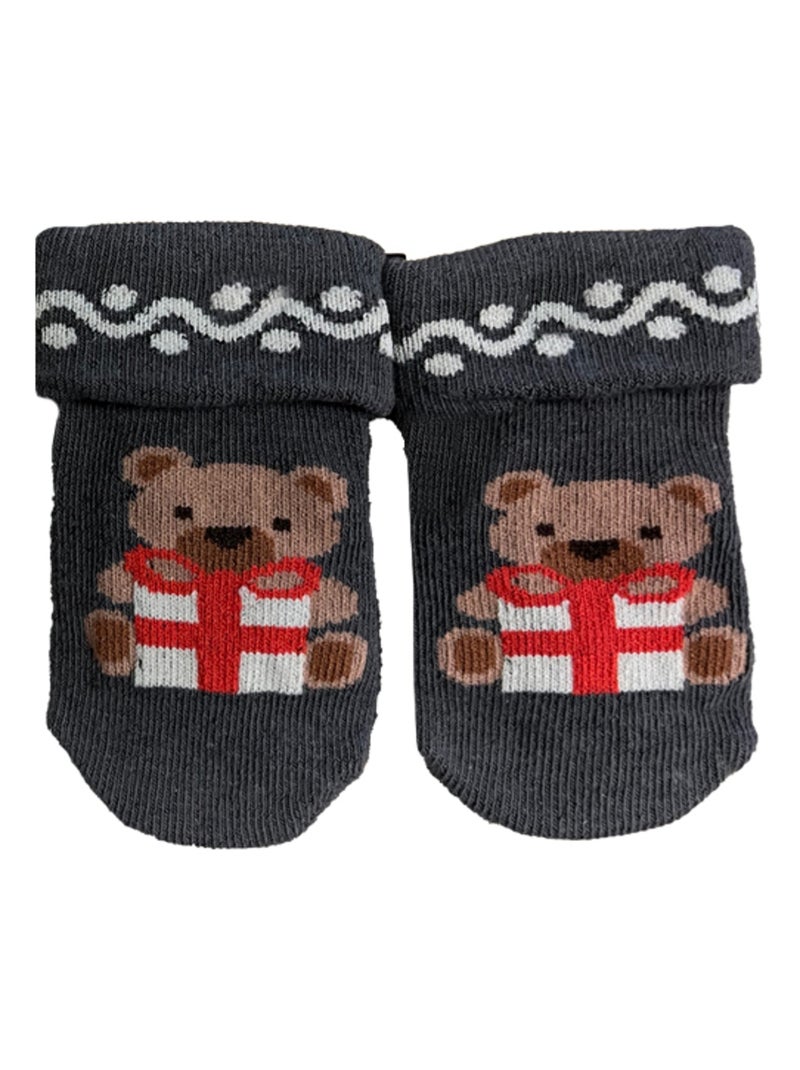 Chaussettes Ours & Renne x2 Les Chatounets Gris Ecru - Kiabi