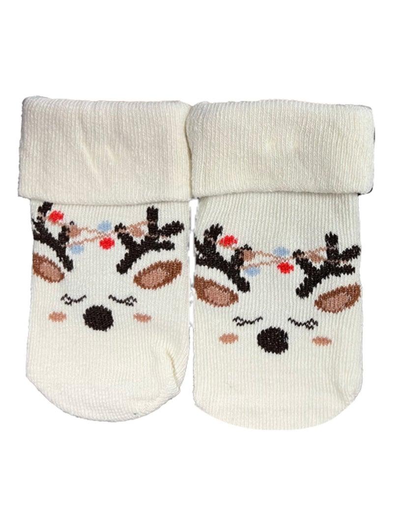 Chaussettes Ours & Renne x2 Les Chatounets Gris Ecru - Kiabi