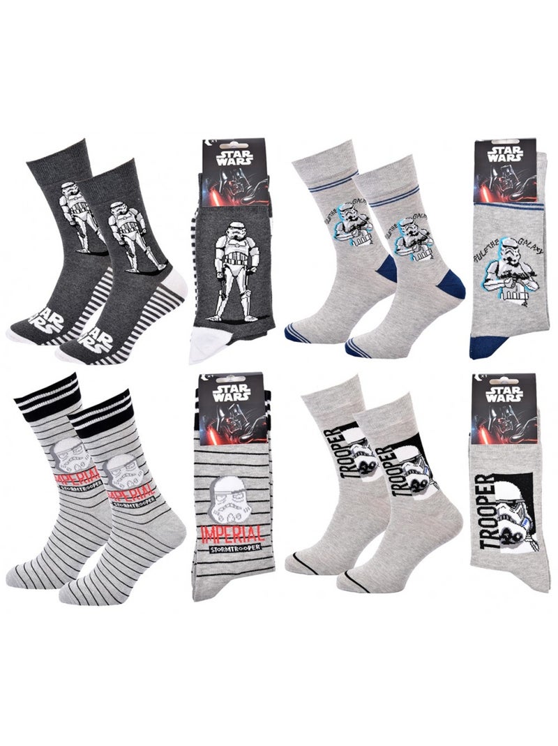 Chaussettes Pack Cadeaux Homme LICENCE - Pack de 4 Gris Gris anthracite Blanc - Kiabi
