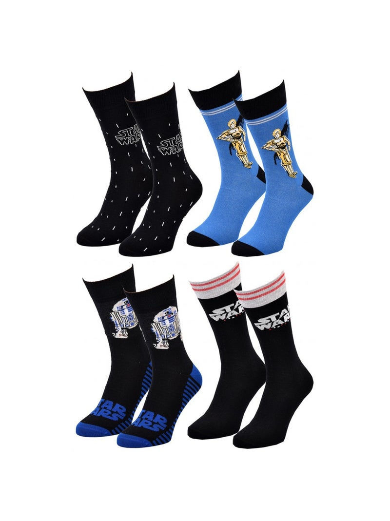 Chaussettes Pack Cadeaux Homme LICENCE - Pack de 4 Noir Multicolore Bleu - Kiabi