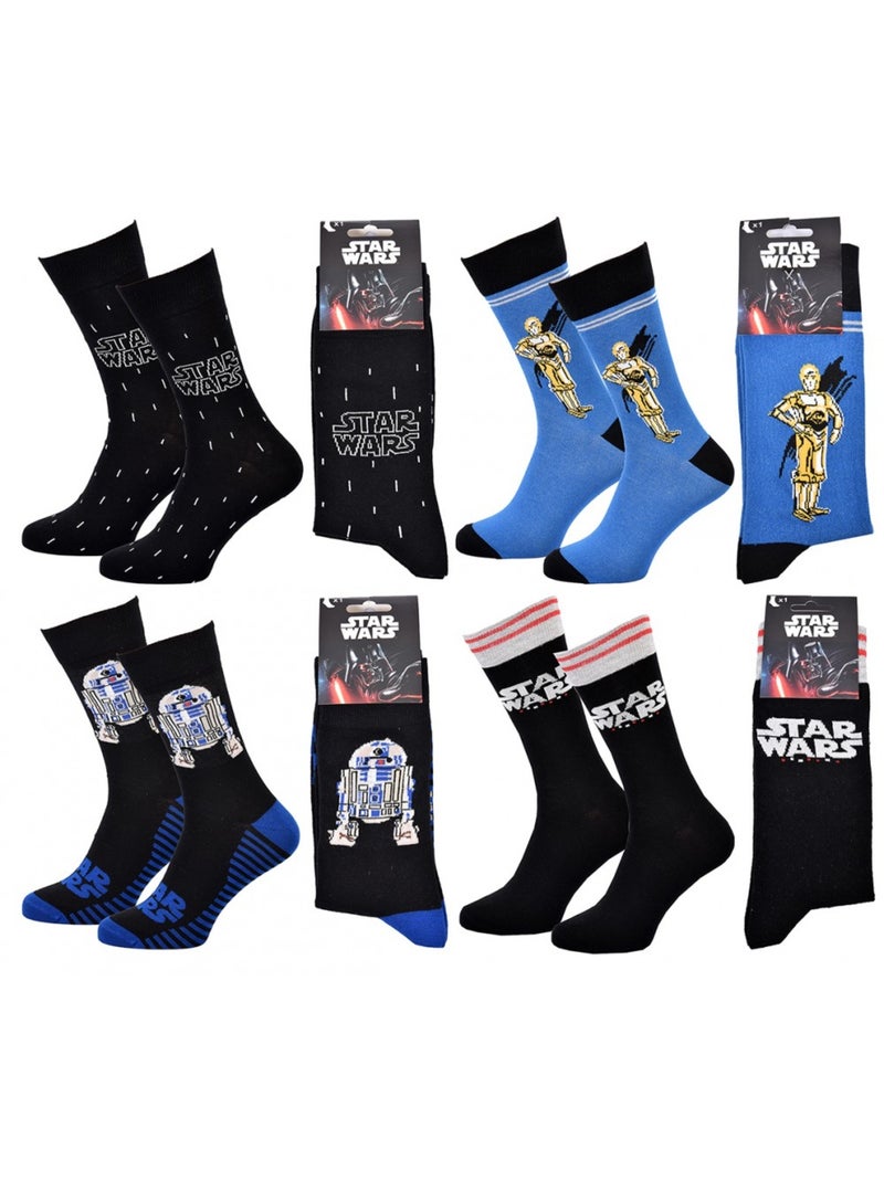 Chaussettes Pack Cadeaux Homme LICENCE - Pack de 4 Noir Multicolore Bleu - Kiabi