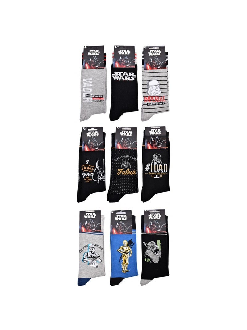 Chaussettes Pack Cadeaux Homme LICENCE - Pack de 9 Gris Multicolore Bleu - Kiabi