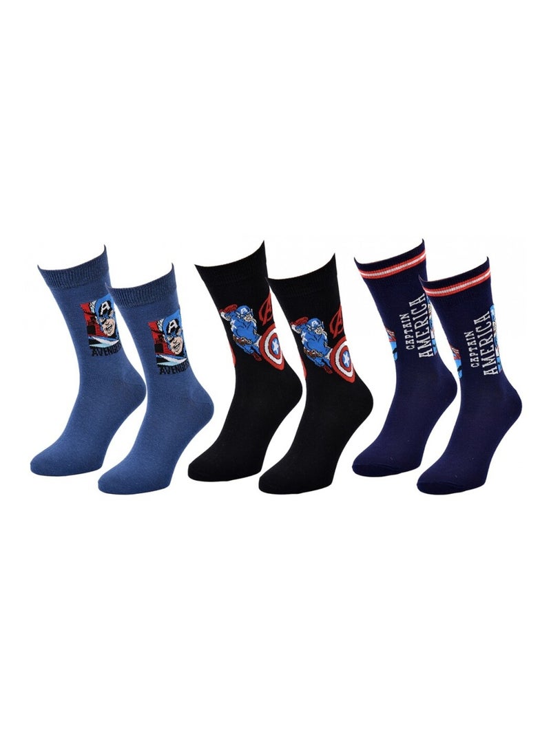 Chaussettes Pack Cadeaux Homme MARVEL AVENGERS - Pack de 3 Bleu Noir Bleu - Kiabi