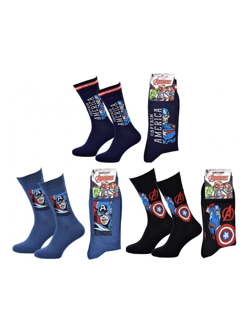 Chaussettes Pack Cadeaux Homme MARVEL AVENGERS - Pack de 3 Bleu Noir Bleu - Kiabi
