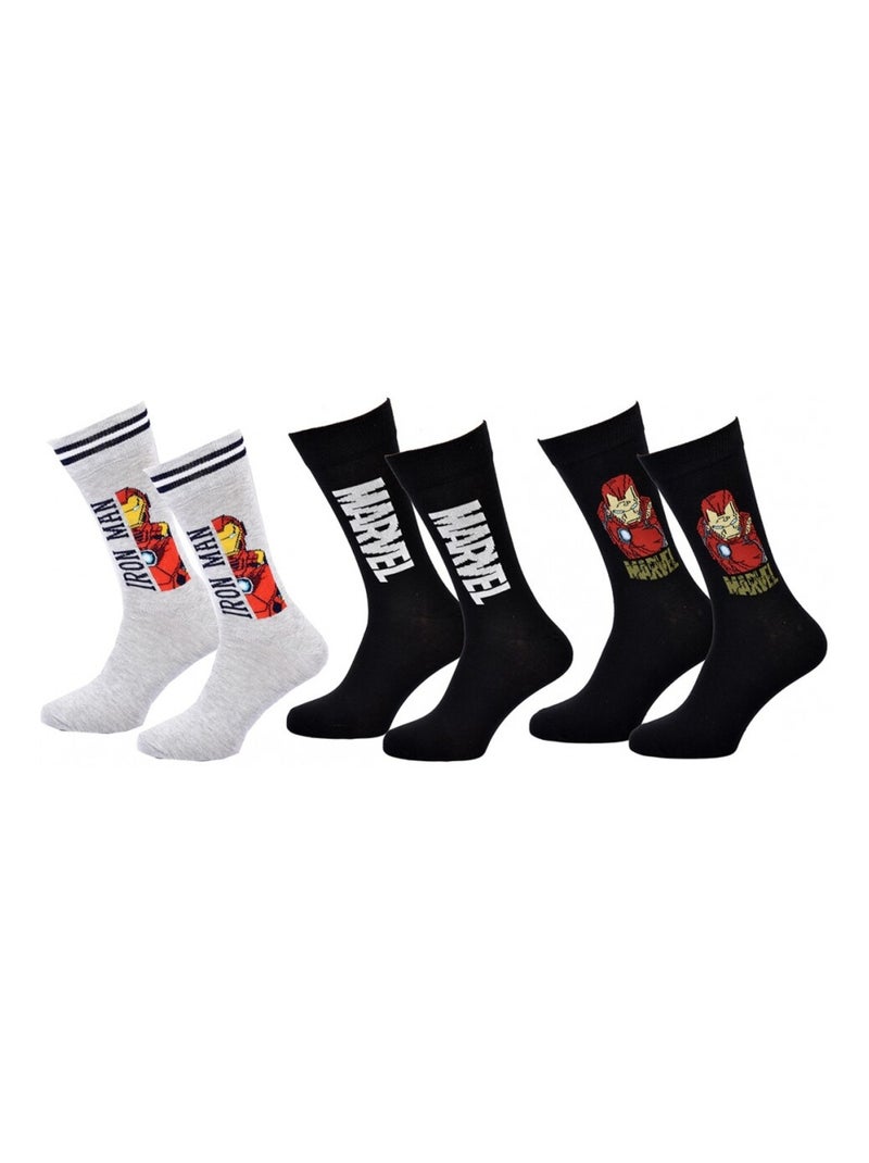 Chaussettes Pack Cadeaux Homme MARVEL AVENGERS - Pack de 3 Gris Noir Noir - Kiabi