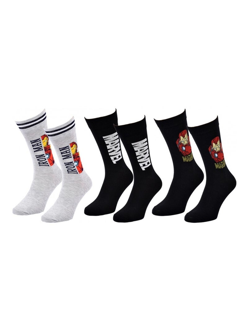 Chaussettes Pack Cadeaux Homme MARVEL AVENGERS - Pack de 3 Gris Noir Noir - Kiabi