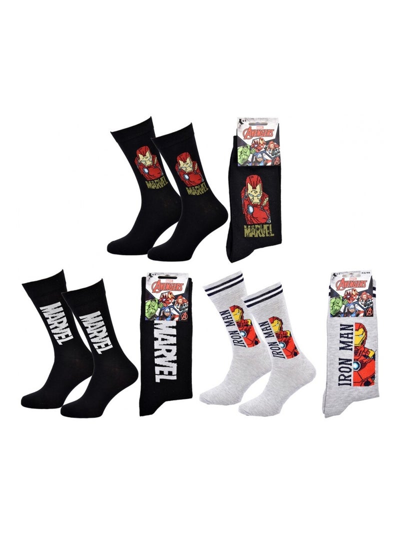 Chaussettes Pack Cadeaux Homme MARVEL AVENGERS - Pack de 3 Gris Noir Noir - Kiabi
