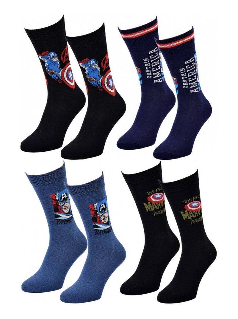 Chaussettes Pack Cadeaux Homme MARVEL AVENGERS - Pack de 4 Noir Bleu marine Noir - Kiabi