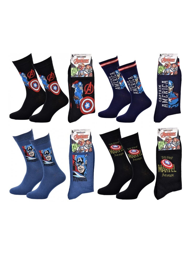 Chaussettes Pack Cadeaux Homme MARVEL AVENGERS - Pack de 4 Noir Bleu marine Noir - Kiabi