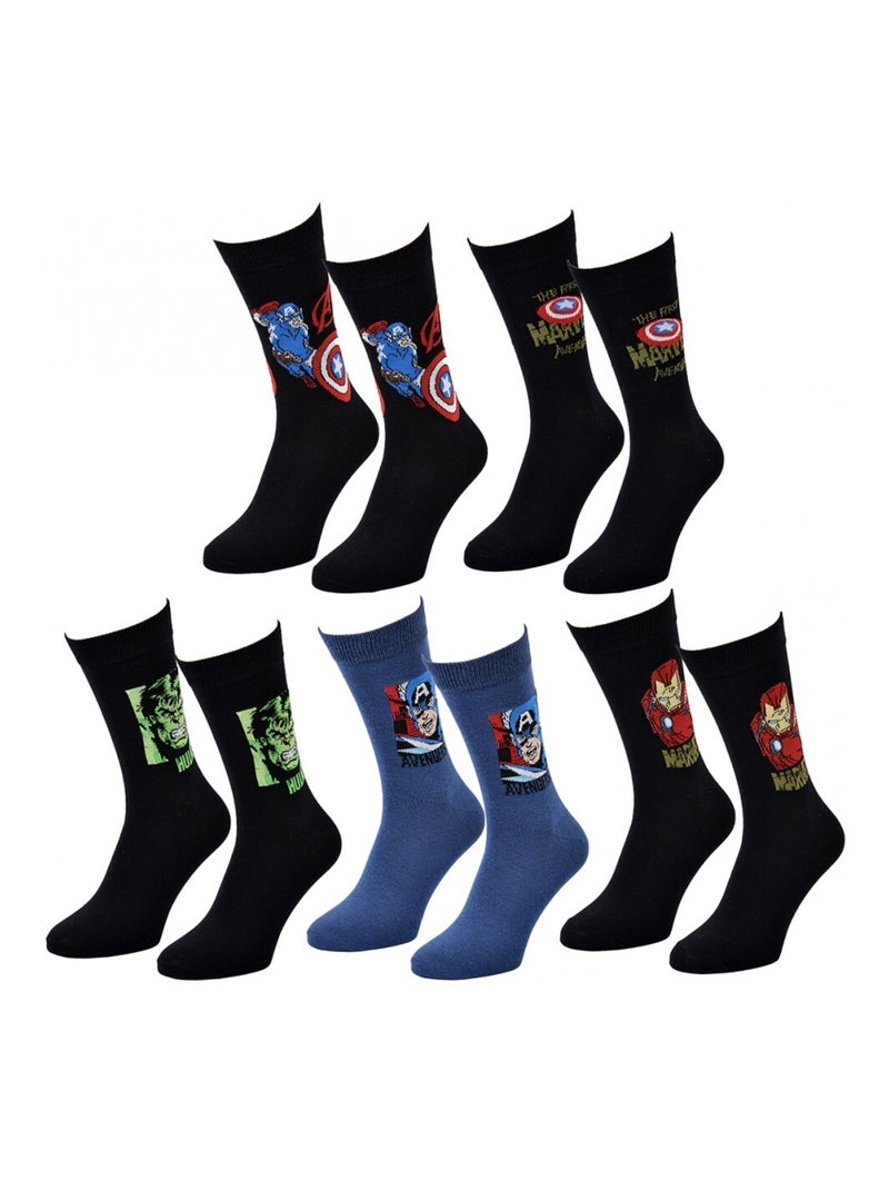 Chaussettes Pack Cadeaux Homme MARVEL AVENGERS - Pack de 5 Noir Bleu Noir - Kiabi