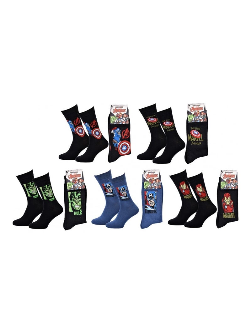 Chaussettes Pack Cadeaux Homme MARVEL AVENGERS - Pack de 5 Noir Bleu Noir - Kiabi