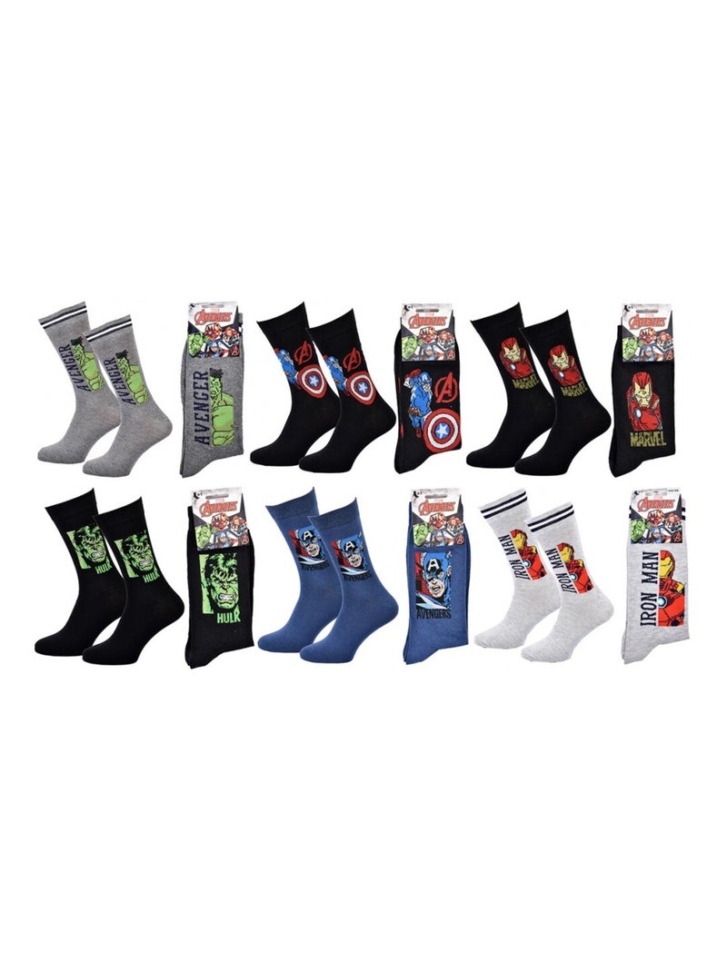 Chaussettes Pack Cadeaux Homme MARVEL AVENGERS - Pack de 6 Gris Multicolore Noir - Kiabi