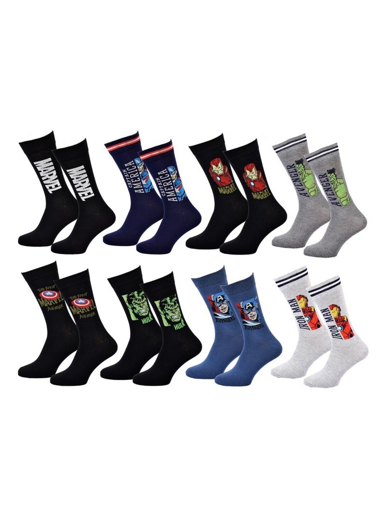 Chaussettes Pack Cadeaux Homme MARVEL AVENGERS - Pack de 8 Noir Multicolore Gris - Kiabi