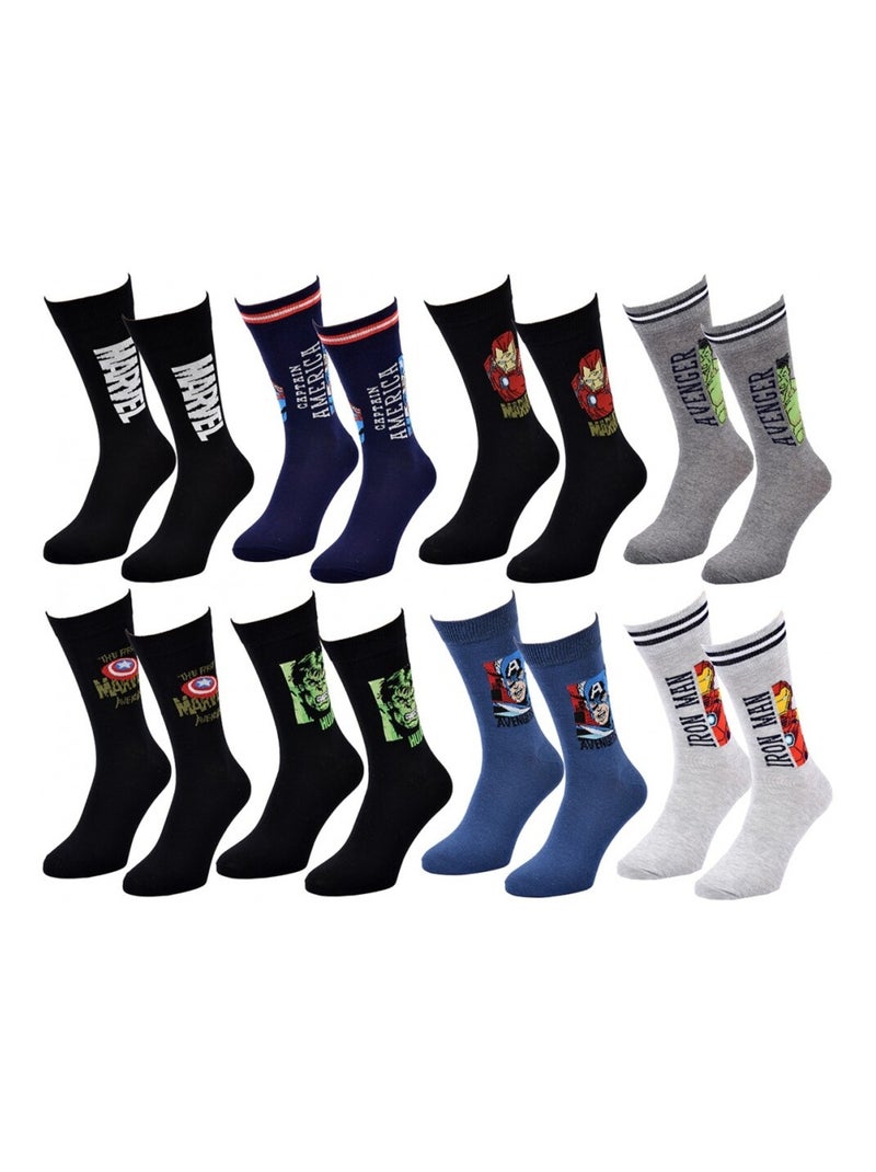 Chaussettes Pack Cadeaux Homme MARVEL AVENGERS - Pack de 8 Noir Multicolore Gris - Kiabi
