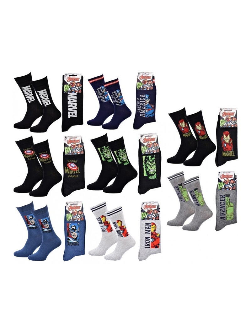 Chaussettes Pack Cadeaux Homme MARVEL AVENGERS - Pack de 8 Noir Multicolore Gris - Kiabi