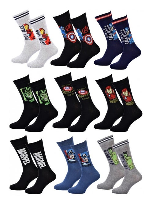 Chaussettes Pack Cadeaux Homme MARVEL AVENGERS - Pack de 9 - Kiabi