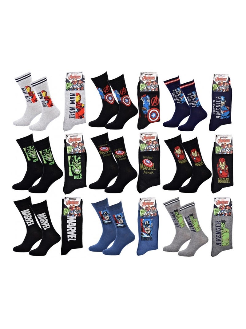 Chaussettes Pack Cadeaux Homme MARVEL AVENGERS - Pack de 9 Gris Multicolore Noir - Kiabi