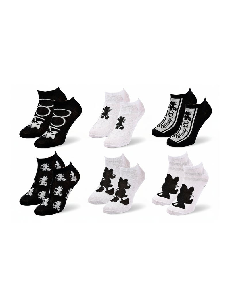 Chaussettes Pack Femme DISNEY MINNIE Pack de 6 Paires Noir Blanc Gris - Kiabi