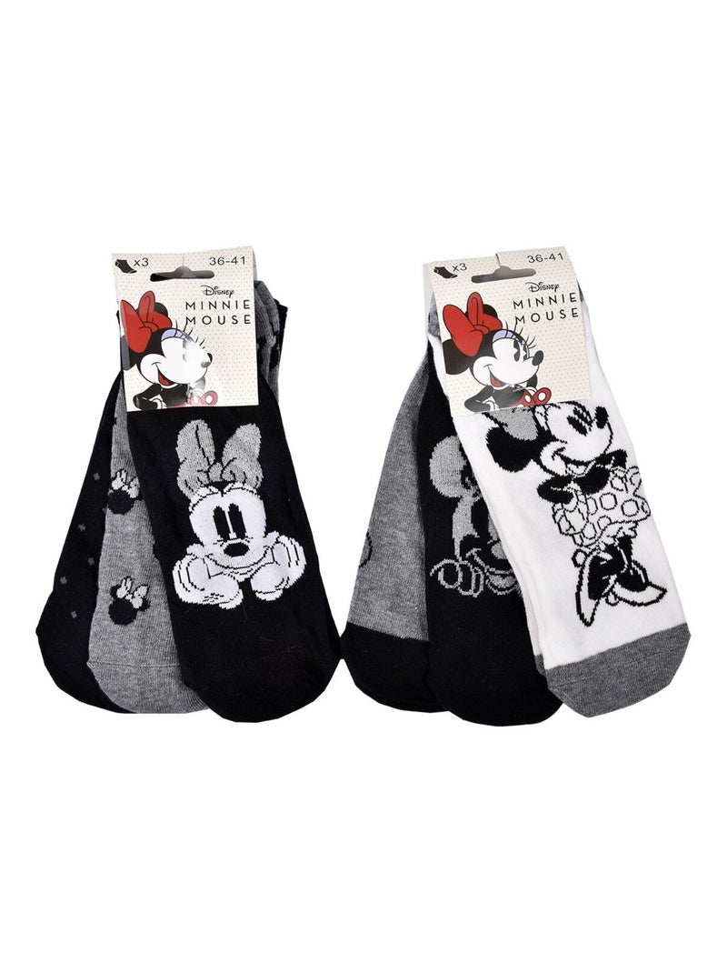 Chaussettes Pack Femme DISNEY MINNIE Pack de 9 Paires Noir Gris Blanc - Kiabi