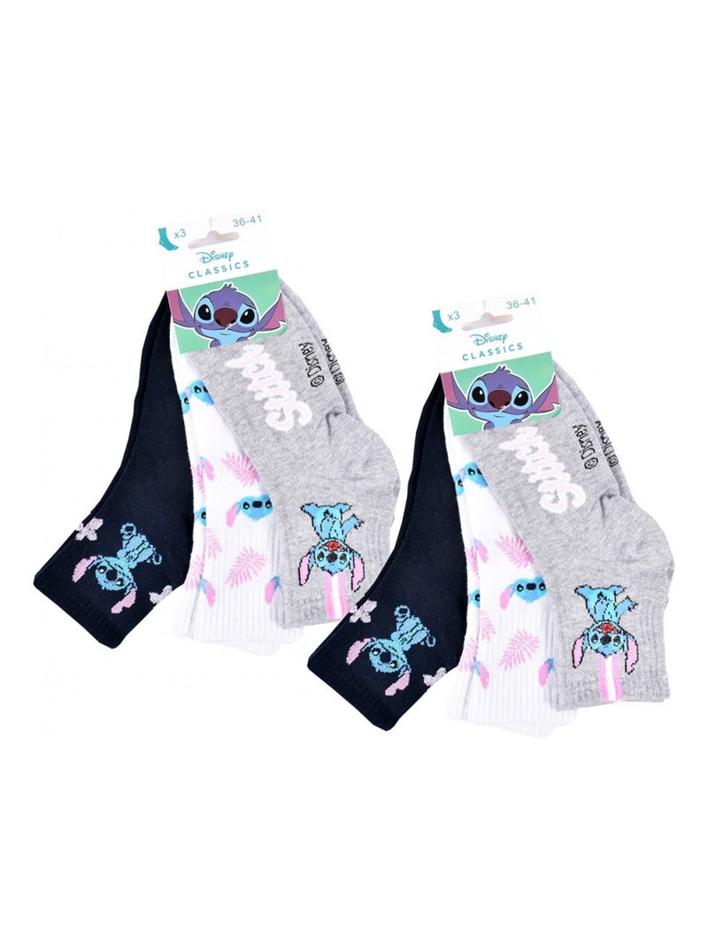 Chaussettes Pack Femme LILO ET STITCH - Pack de 6 Bleu Multicolore Blanc - Kiabi