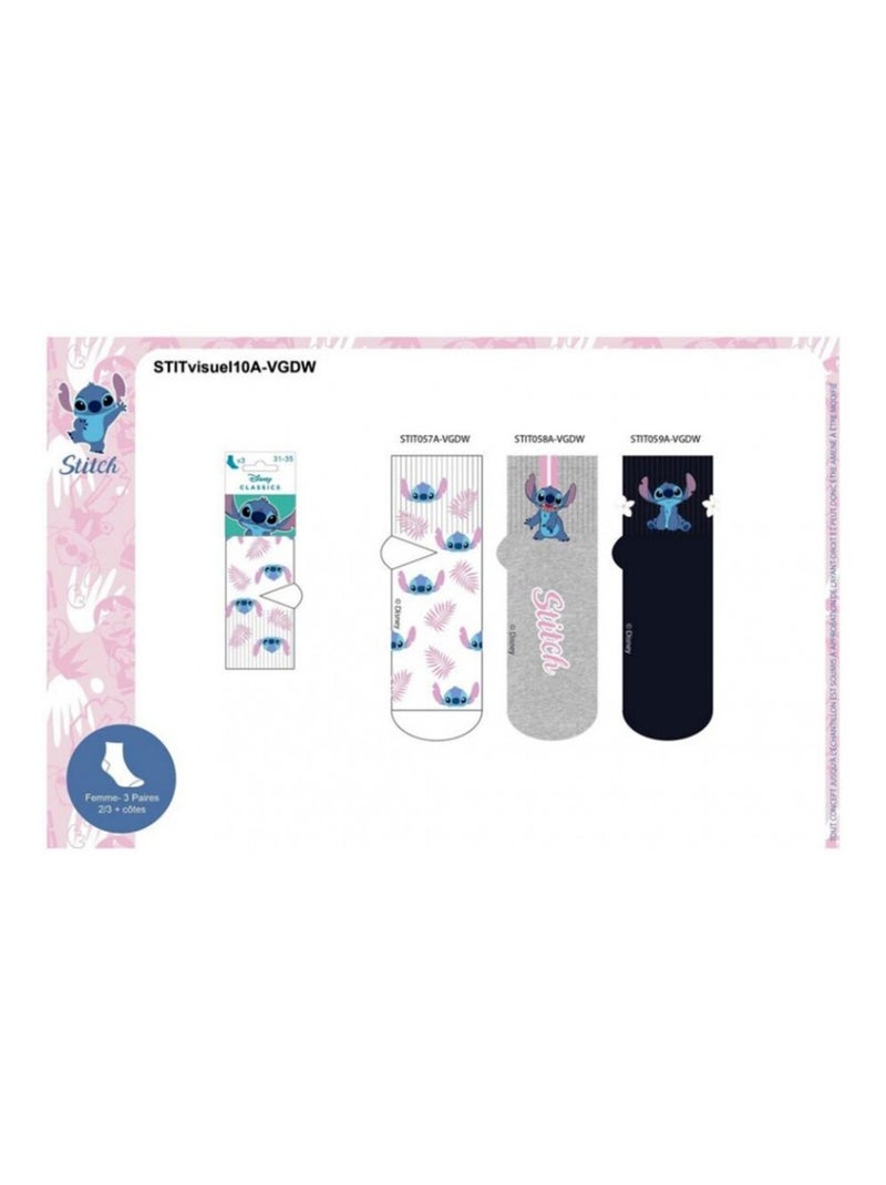Chaussettes Pack Femme LILO ET STITCH - Pack de 6 Bleu Multicolore Blanc - Kiabi