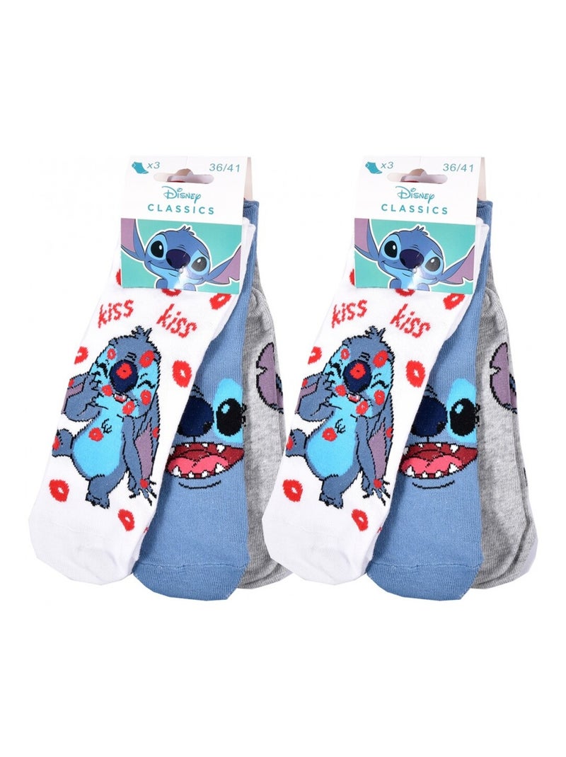 Chaussettes Pack Femme LILO ET STITCH - Pack de 6 Gris Blanc Bleu - Kiabi