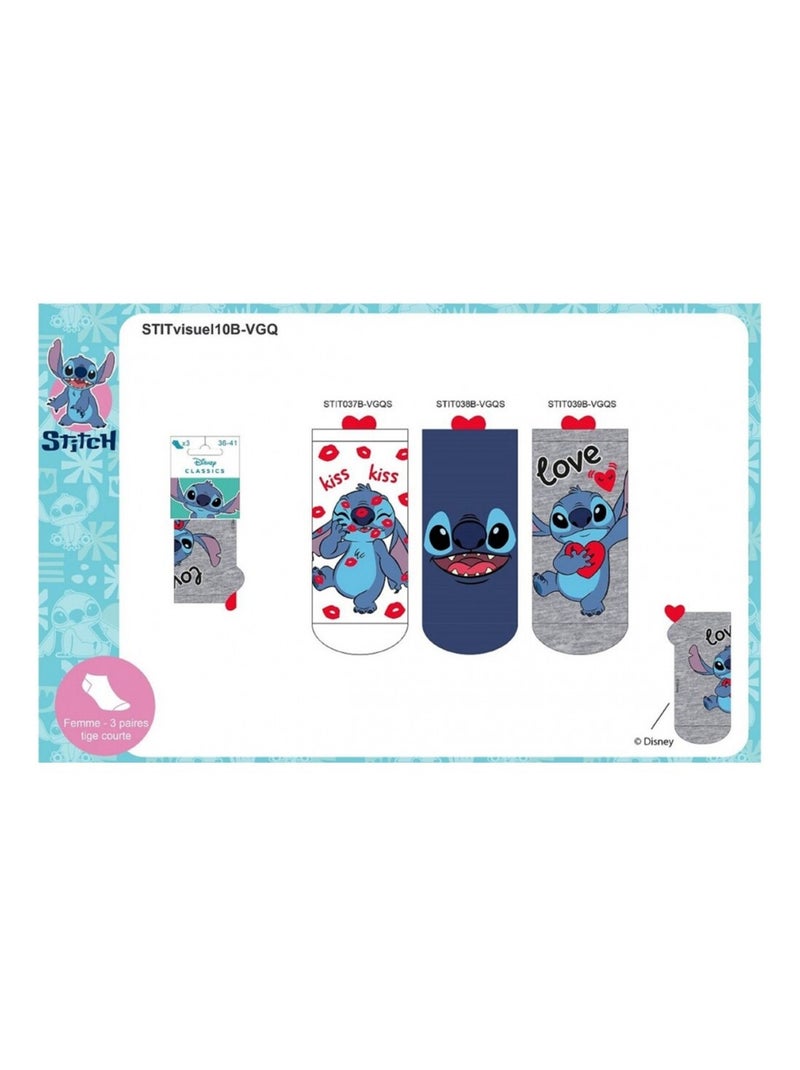Chaussettes Pack Femme LILO ET STITCH - Pack de 6 Gris Blanc Bleu - Kiabi